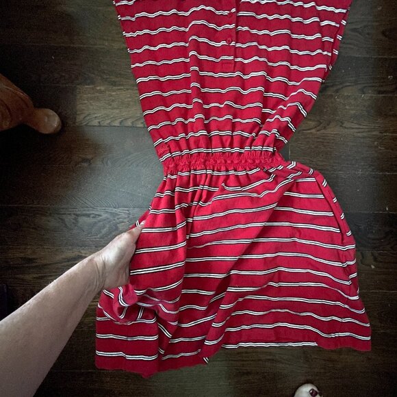 Lacoste Red Striped Cotton/Linen Blend Dress w/pockets-Size 36 (US 4) - Picture 9 of 15